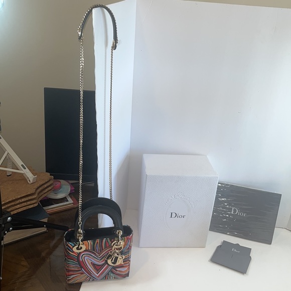 Lady Dior MiniHeart Design multicolor leather Limited Edition Purse/Crossbody - Picture 6 of 10